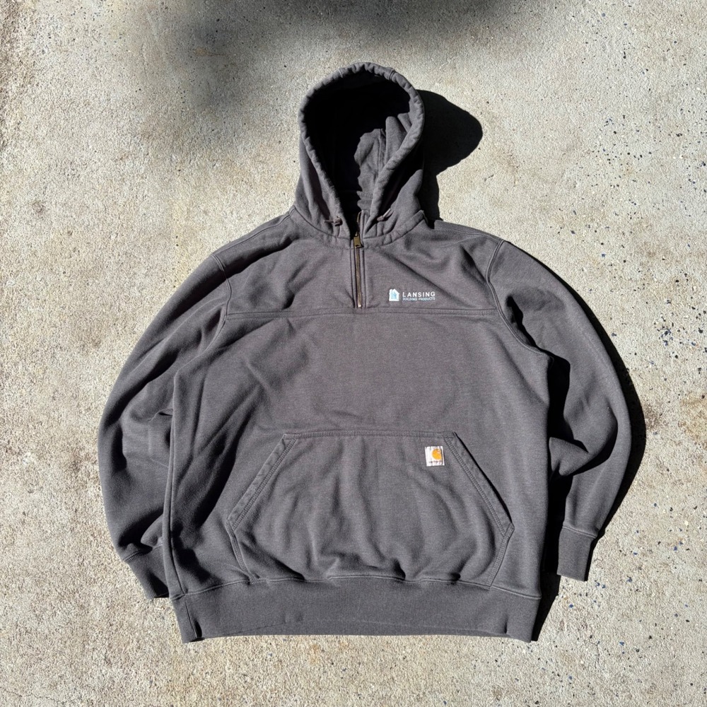 Carhartt Rain Defender Quarter Zip Hoodie Mens XL Gray Loose Fit Sweatshirt